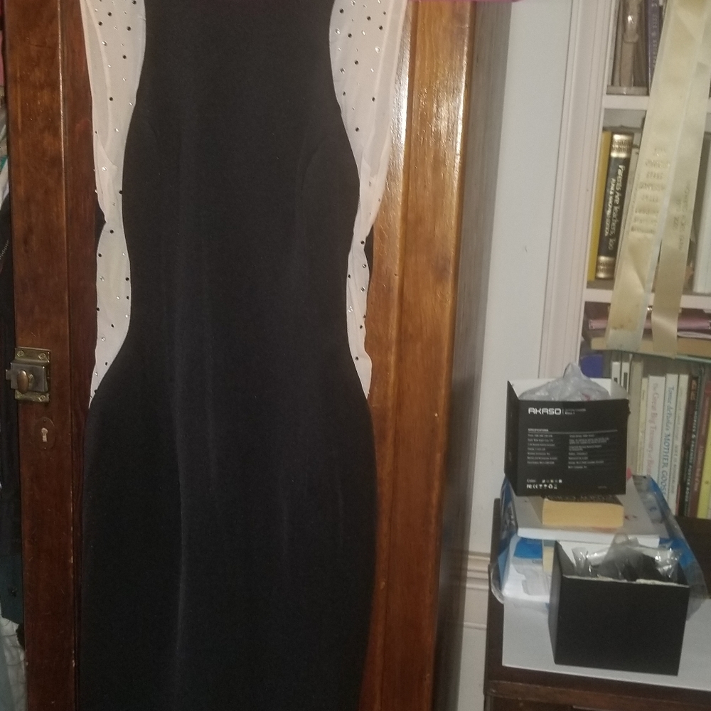 Black and pink midi dress